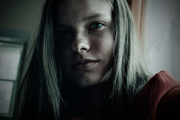 Close-up portrait of teenage girl