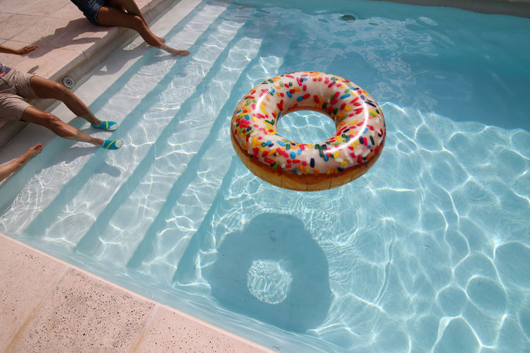 High angle view of dessert in swimming pool