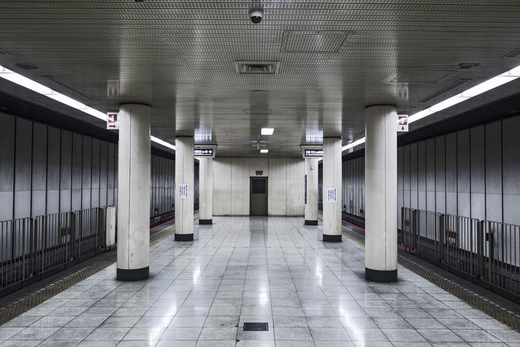 Empty platform at subway station in osaka