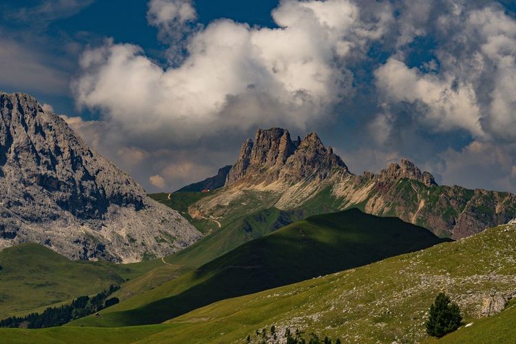 Panoramic view of landscape and mountains against sky