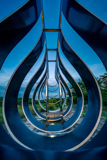 High angle view of swimming pool against sky