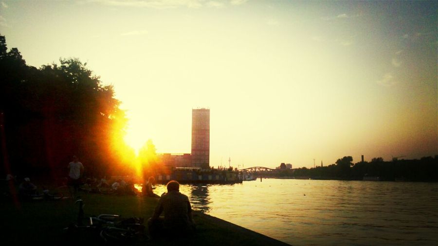 Sunset over city