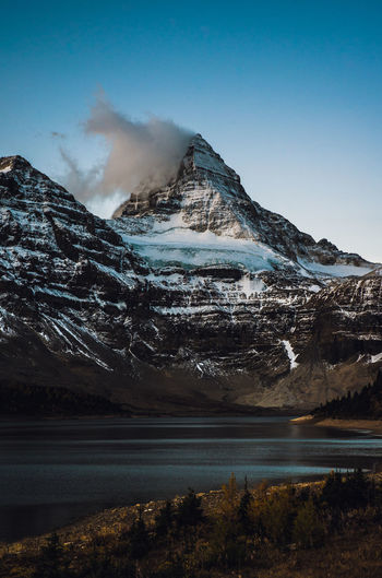 Mount assiniboine, british columbia, canada during sunrise