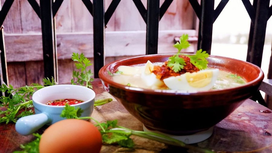 Close-up of food on table