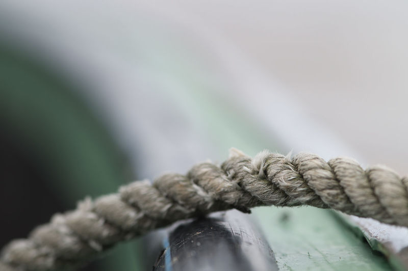 Close-up of rope tied on boat