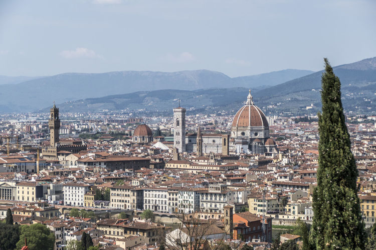 Cityscape of florence from michelangelo square with cathedral of santa maria del fiore in background