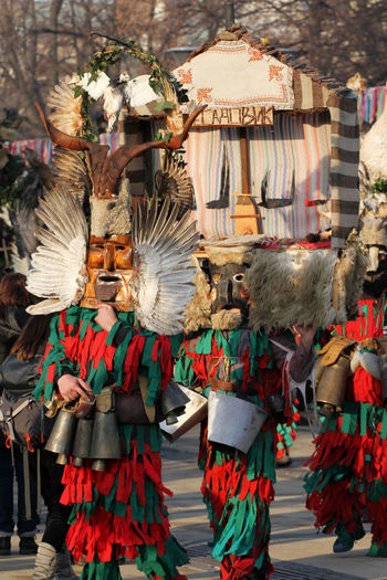 People in traditional clothing during festival