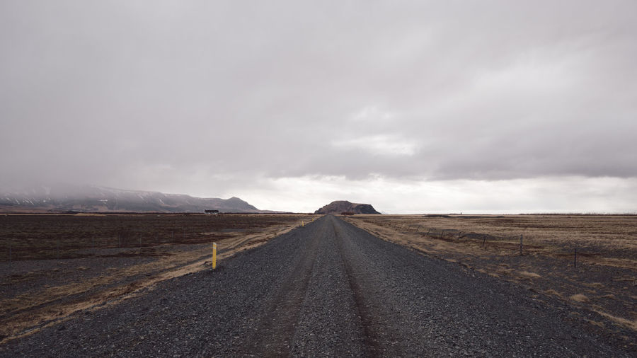 Surface level of road against sky