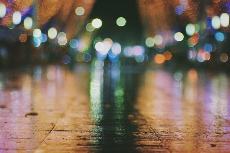 Defocused image of illuminated lights
