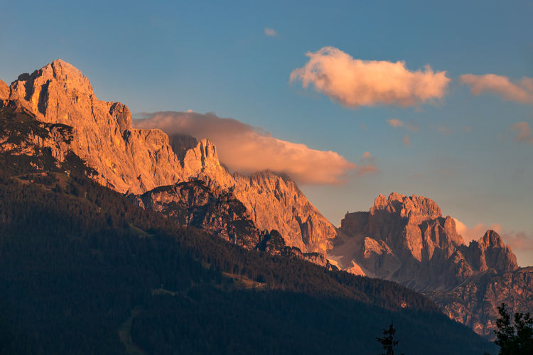 Sunrise in the dolomites at candide, veneto, italy