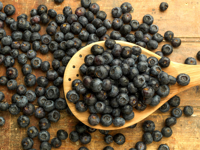 Detail of freshly harvested blueberries