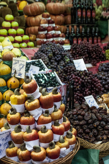 Variety of fruits at market for sale