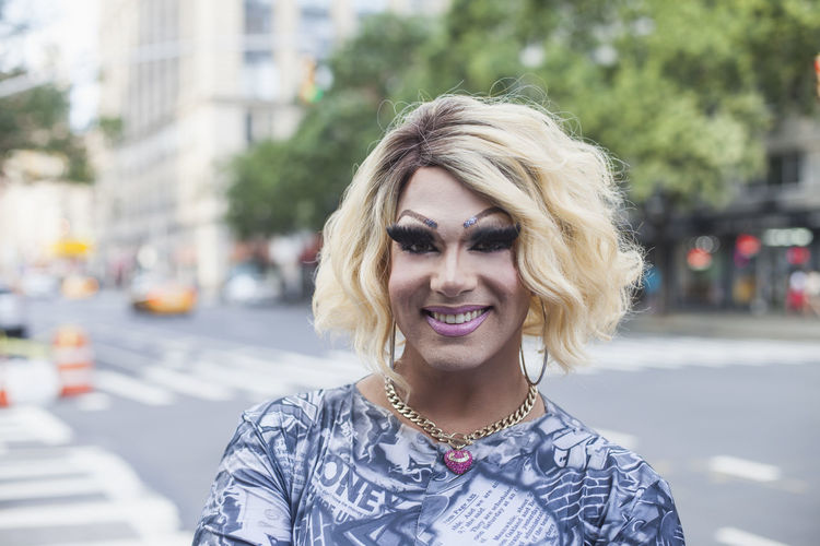 Smiling young drag queen