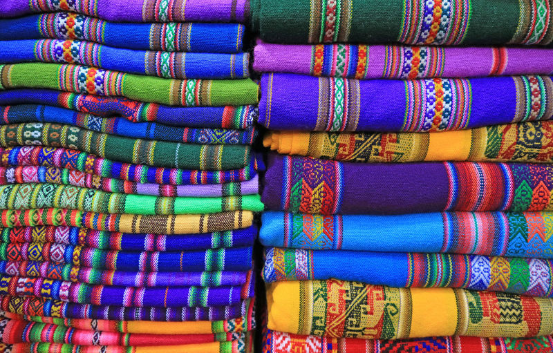 Full frame shot of multi colored fabrics in store