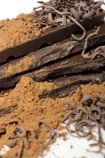 Close-up of chocolate on white background