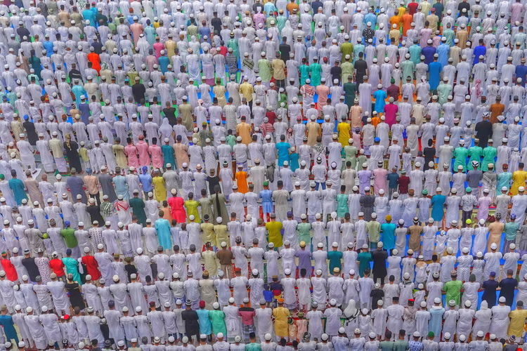 Thousands faith. thousands and thousands muslims people are doing their holy prayer during eid.