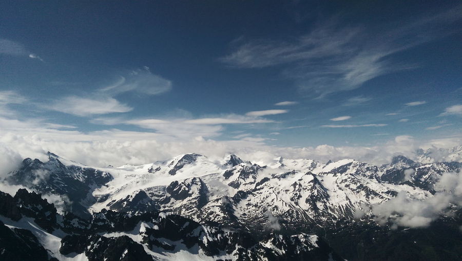 Majestic view of snowcapped swiss alps against sky