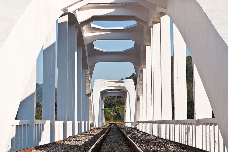 Low angle view of railroad bridge