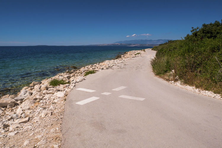 Road along the sea coast on the island of vir in the zadar county of croatia, europe.
