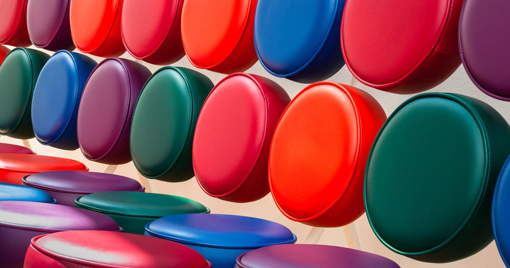 Close up of colored sofa