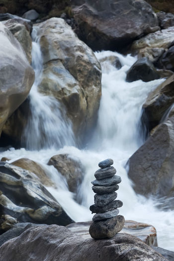 Stack of rocks in shallow water
