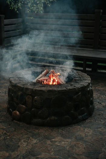 Bonfire on wooden structure
