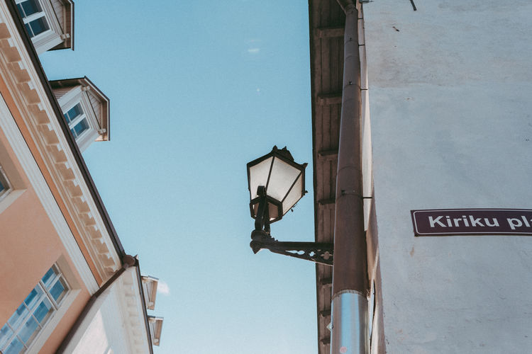 Low angle view of a blue sky in the center of old tallinn