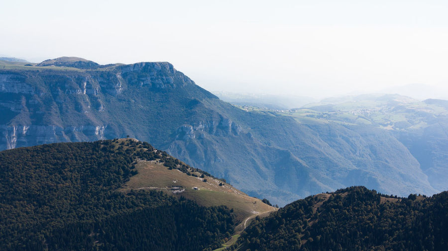 Scenic view of mountains against clear sky