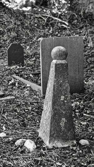 Stone wall in cemetery