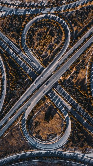 High angle view of highway in city