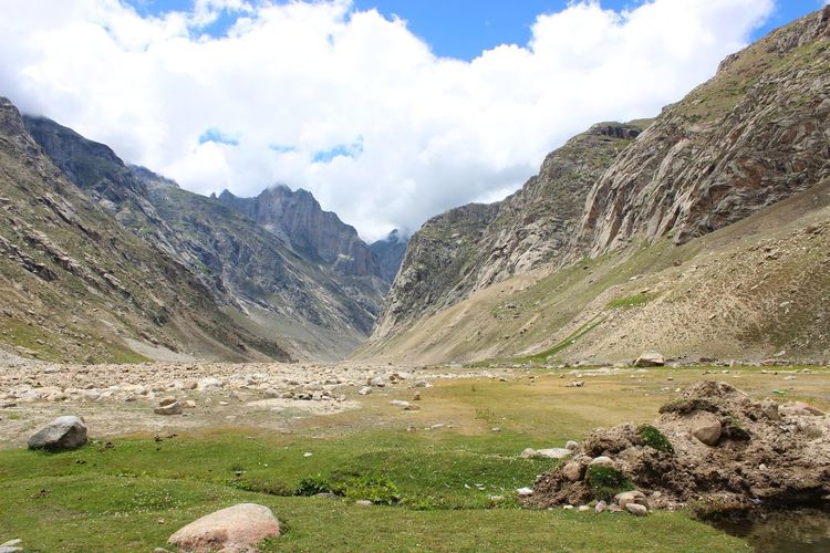 Scenic view of mountains against sky