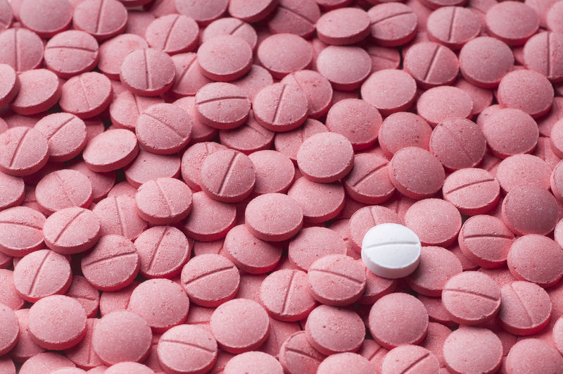 Close-up of pink pills