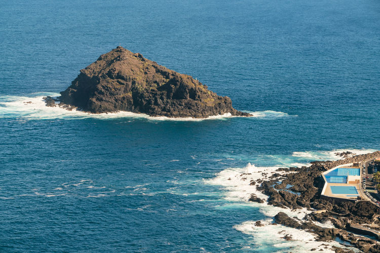 Roque de garachico island with swimming pool in tenerife island