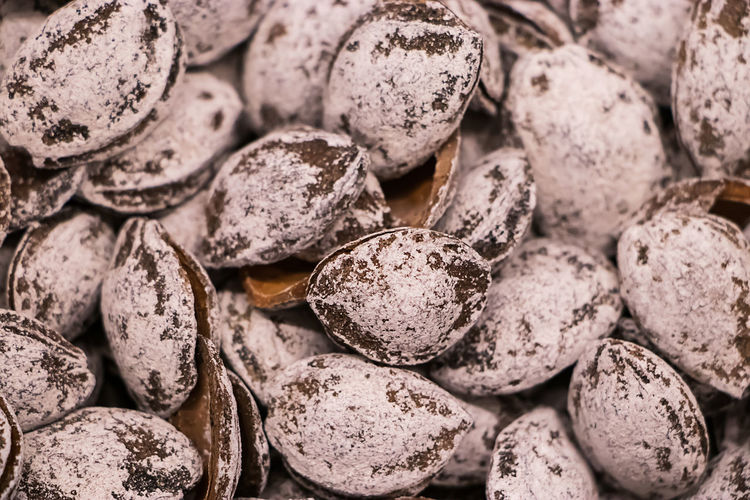 Salted apricot kernels close-up. selling diet products in the store.