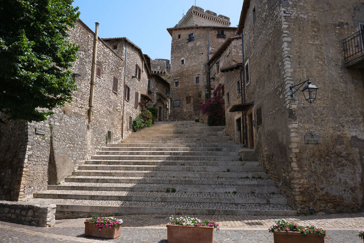 Staircase leading to the castle in the medieval town of sermoneta