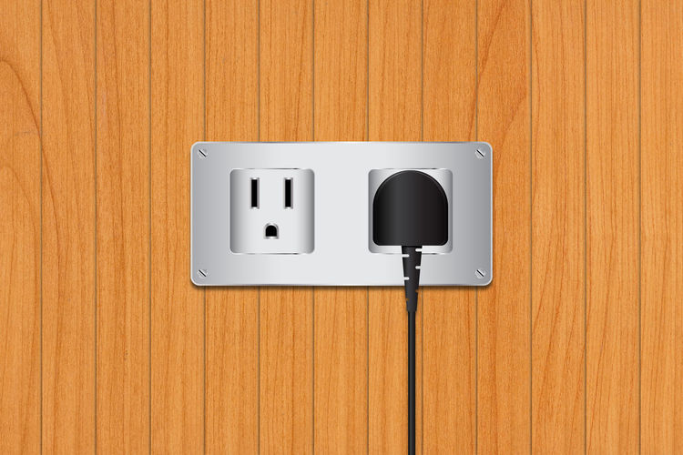 Close-up of electric plug in switch