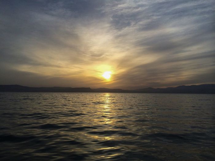 Scenic view of sunset over sea