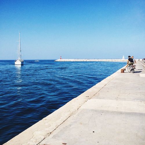 Scenic view of sea against clear sky