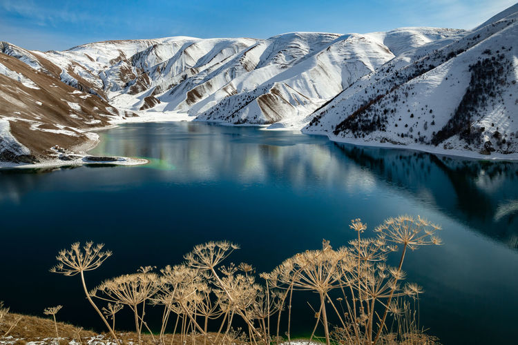 Alpine lake kezenoy-am in the mountains of chechnya.
