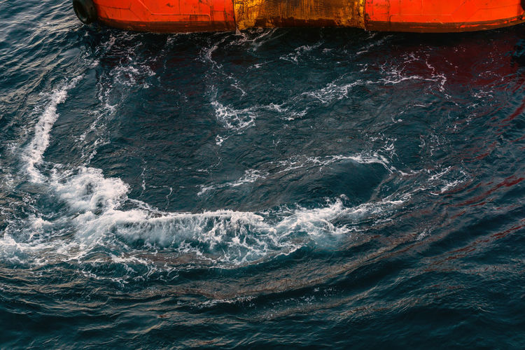 Propeller wash of an anchor handling tug boat while in operation at offshore oil field