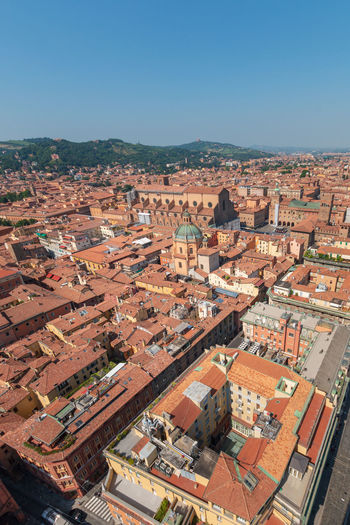 High angle shot of bologna townscape against clear sky