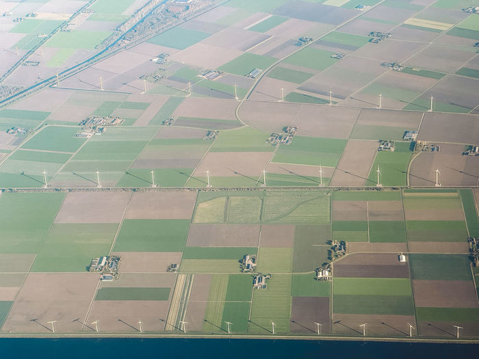 High angle view of soccer field