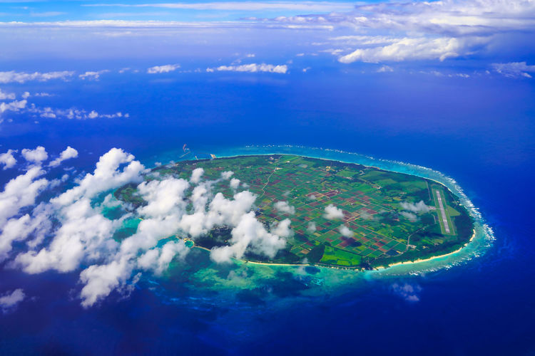 Aerial view of island against sky