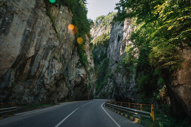 Empty road in the rocky canyon 