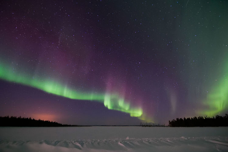 Scenic view of northern lights against sky at night