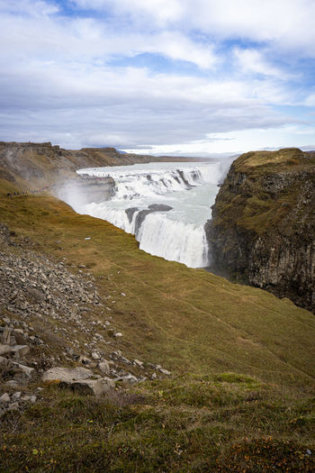  scenic view of gulfoss waterfall in the golden circle, iceland.