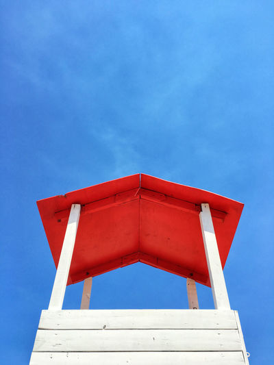 Low angle view of lifeguard hut