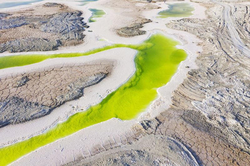 High angle view of lake