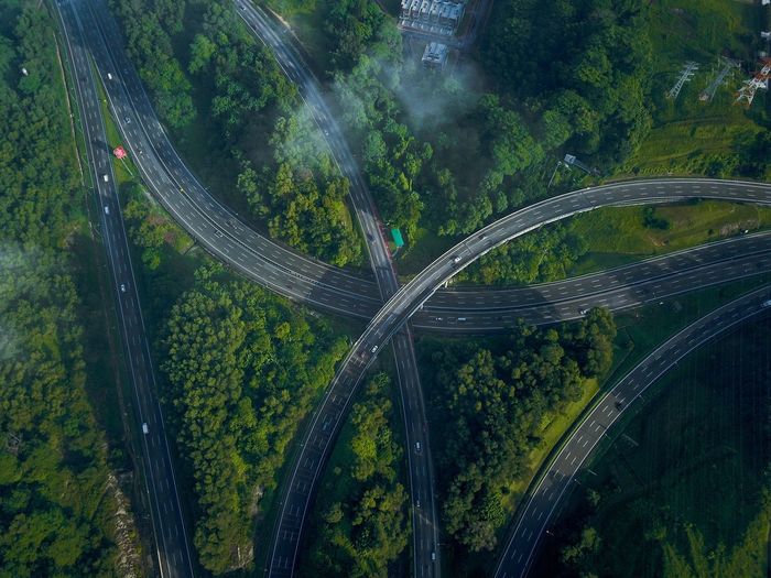 Aerial view of bridge