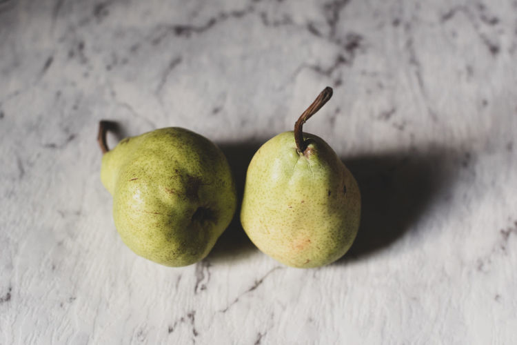 High angle view of apples on table